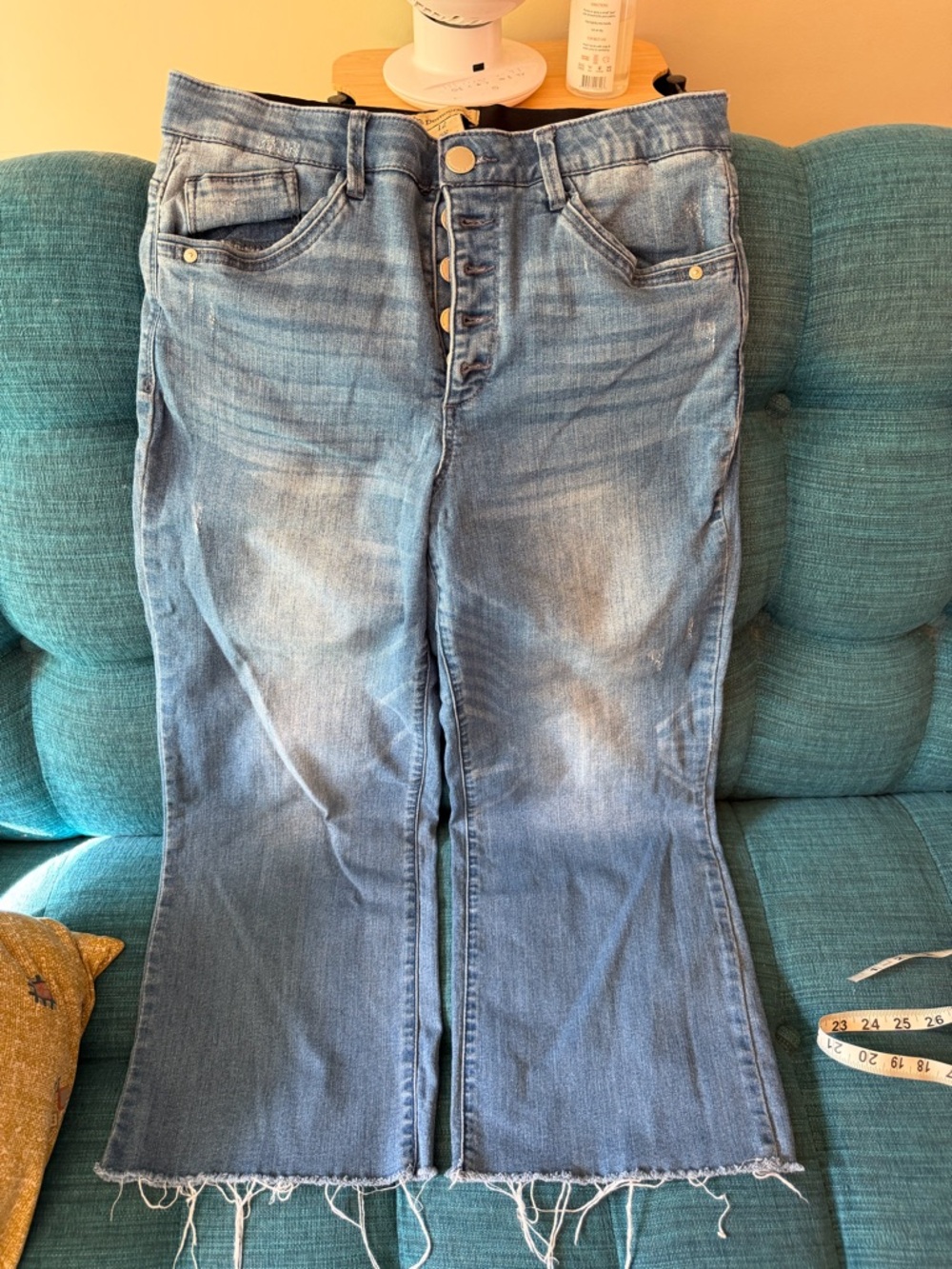 Democracy Light Blue Button-Front Flare Jeans